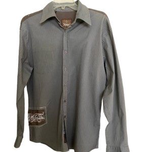 Roar Men's Embroidered Long Sleeve Shirt Size M